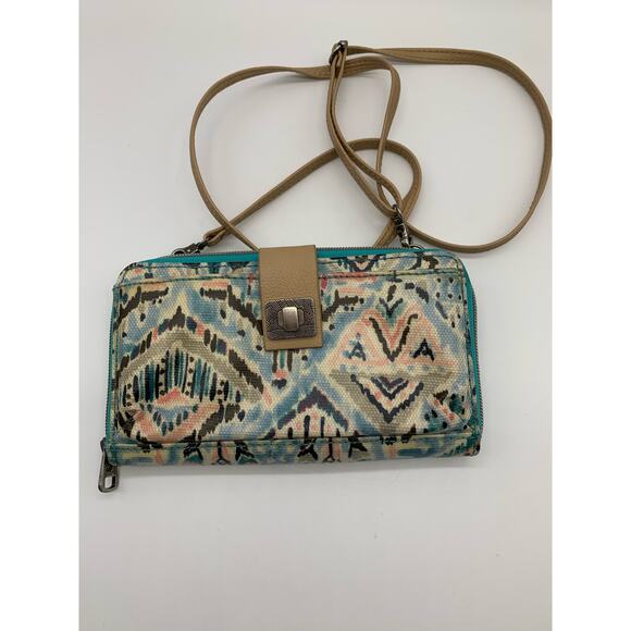 Sakroots Crossbody Purse Tech Wallet Teal Pattern - Picture 4 of 15